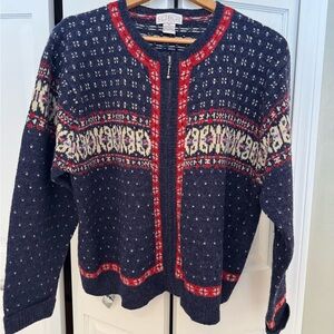 Cambridge Dry Goods Blue and Red Nordic Cardigan Sweater